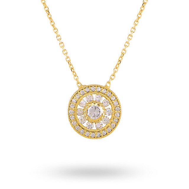 Goldsmiths Gold Plated Cubic Zirconia Antique Style Necklace and Earring Set