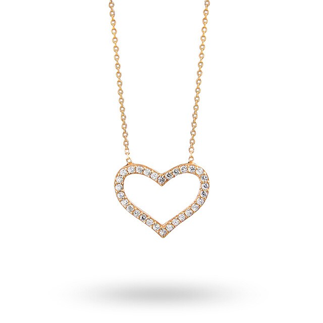 Goldsmiths Gold Plated Cubic Zirconia Open Heart Necklace