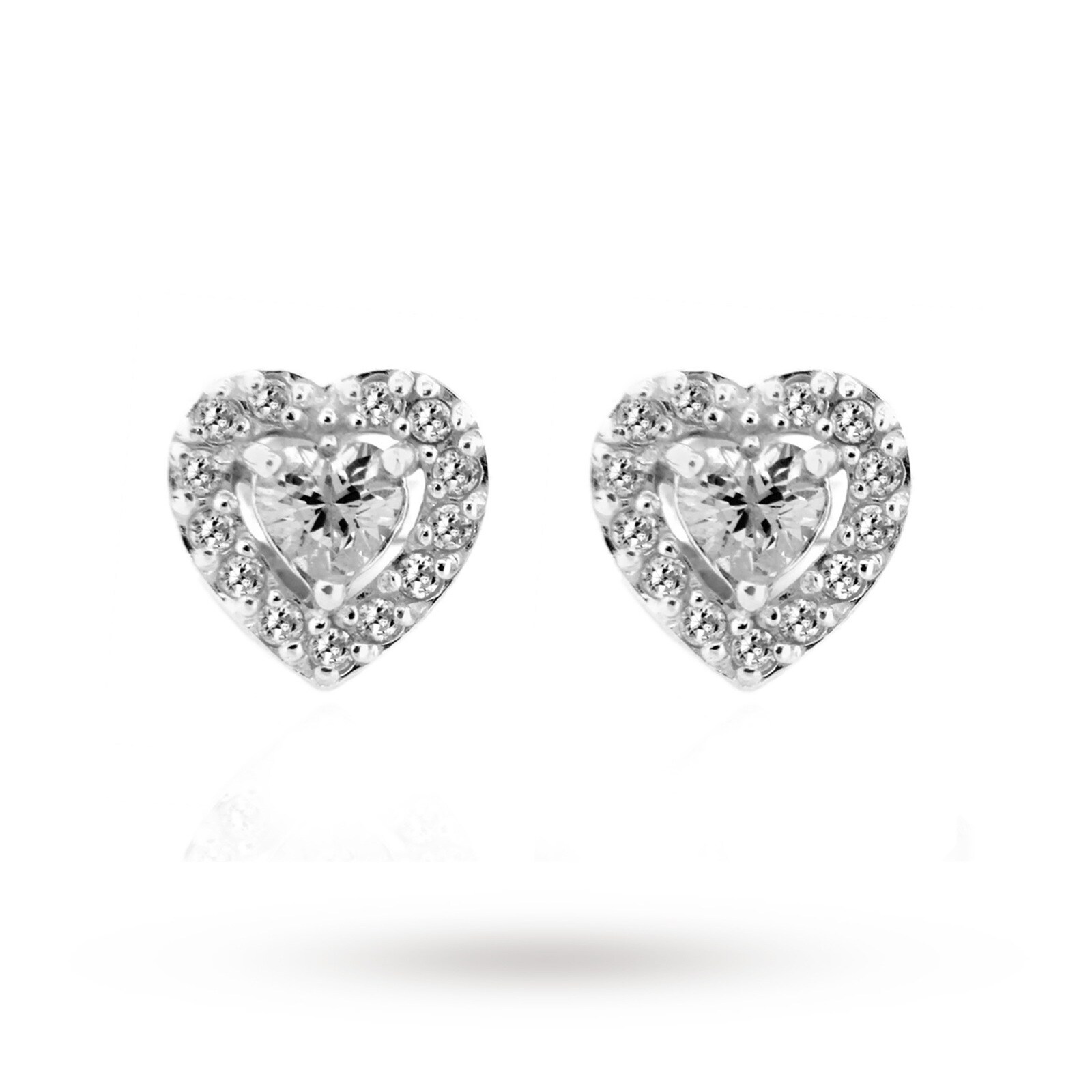 Goldsmiths Sterling Silver Cubic Zirconia Heart Stud Earrings