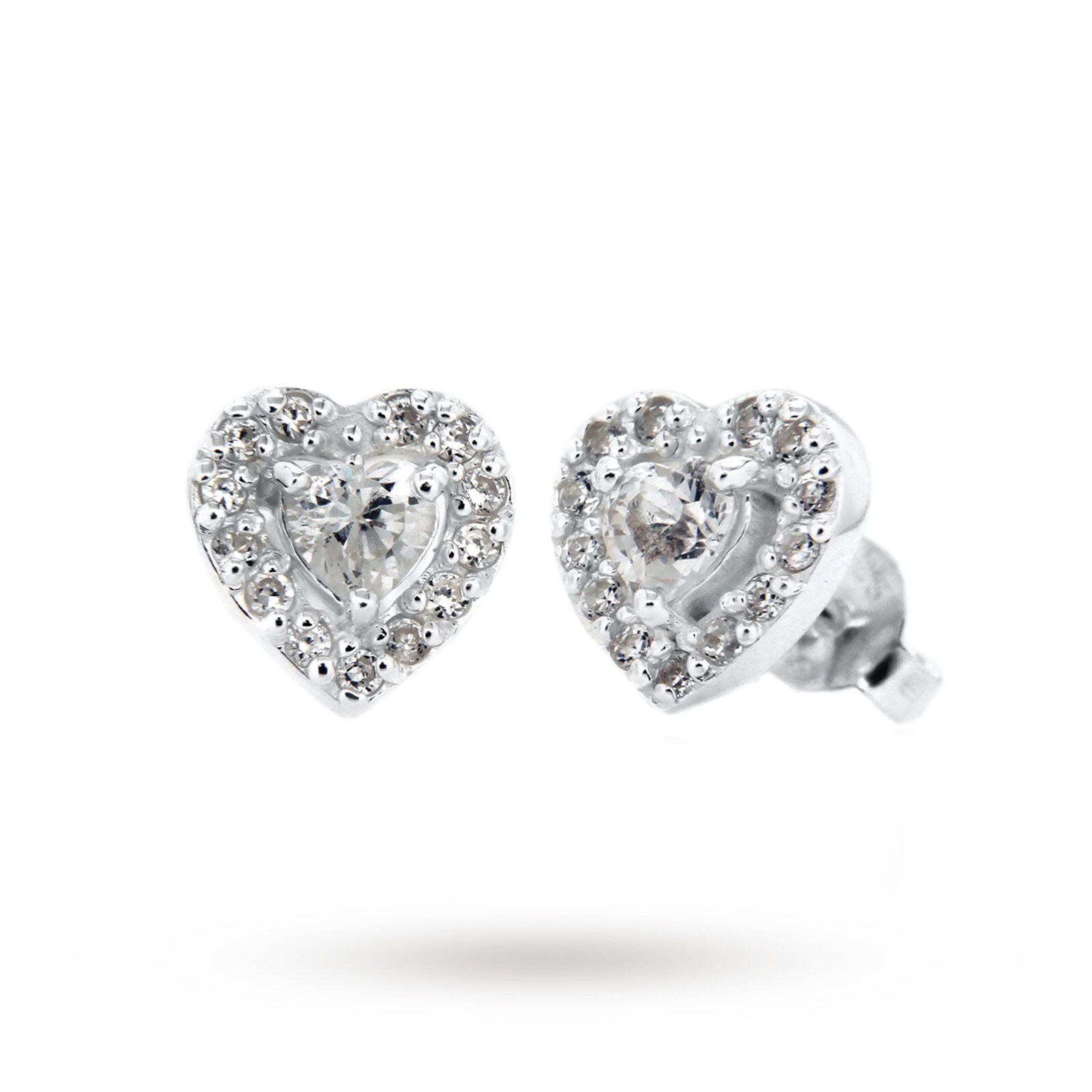 Goldsmiths Sterling Silver Cubic Zirconia Heart Stud Earrings