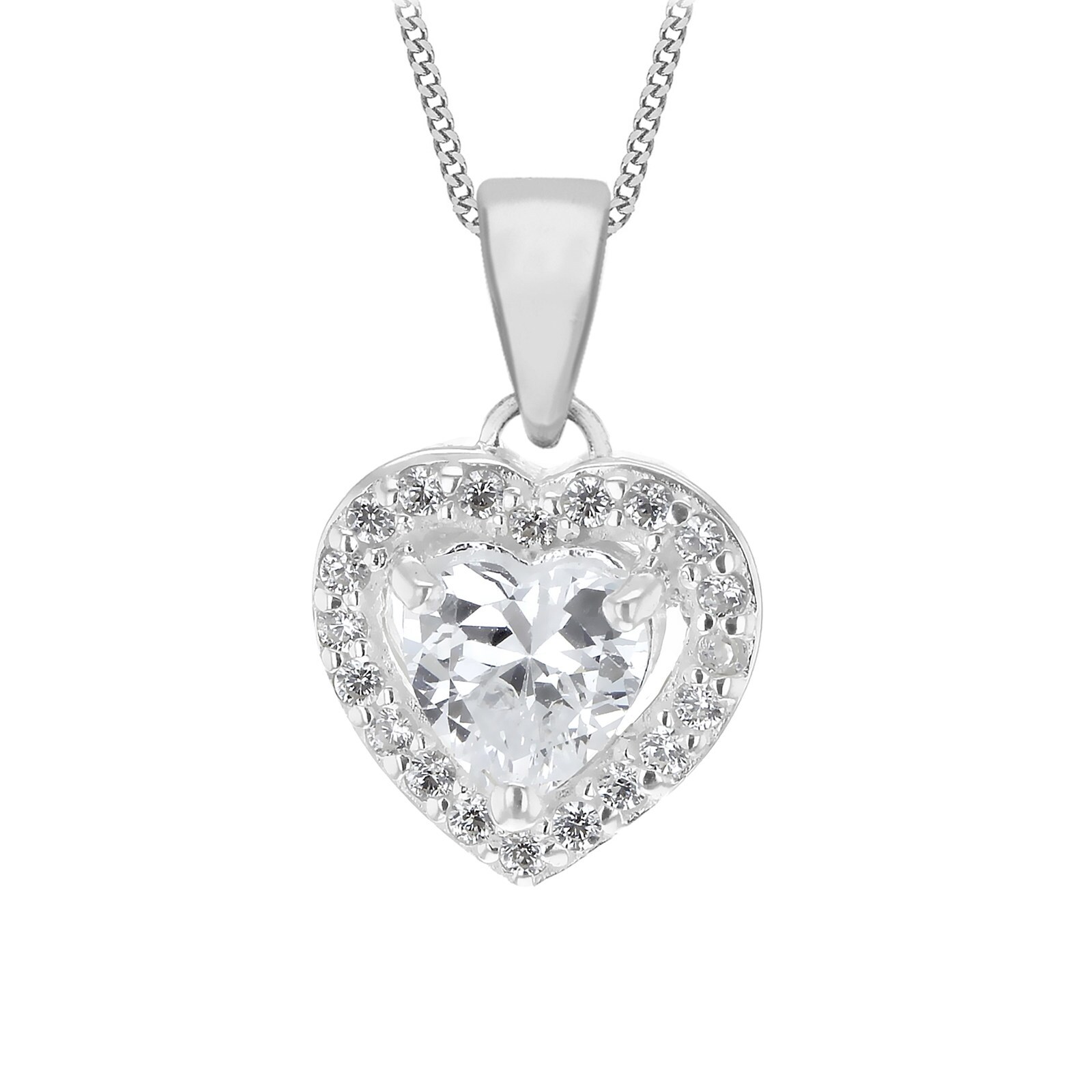 Goldsmiths Sterling Silver Cubic Zirconia Heart Pendant