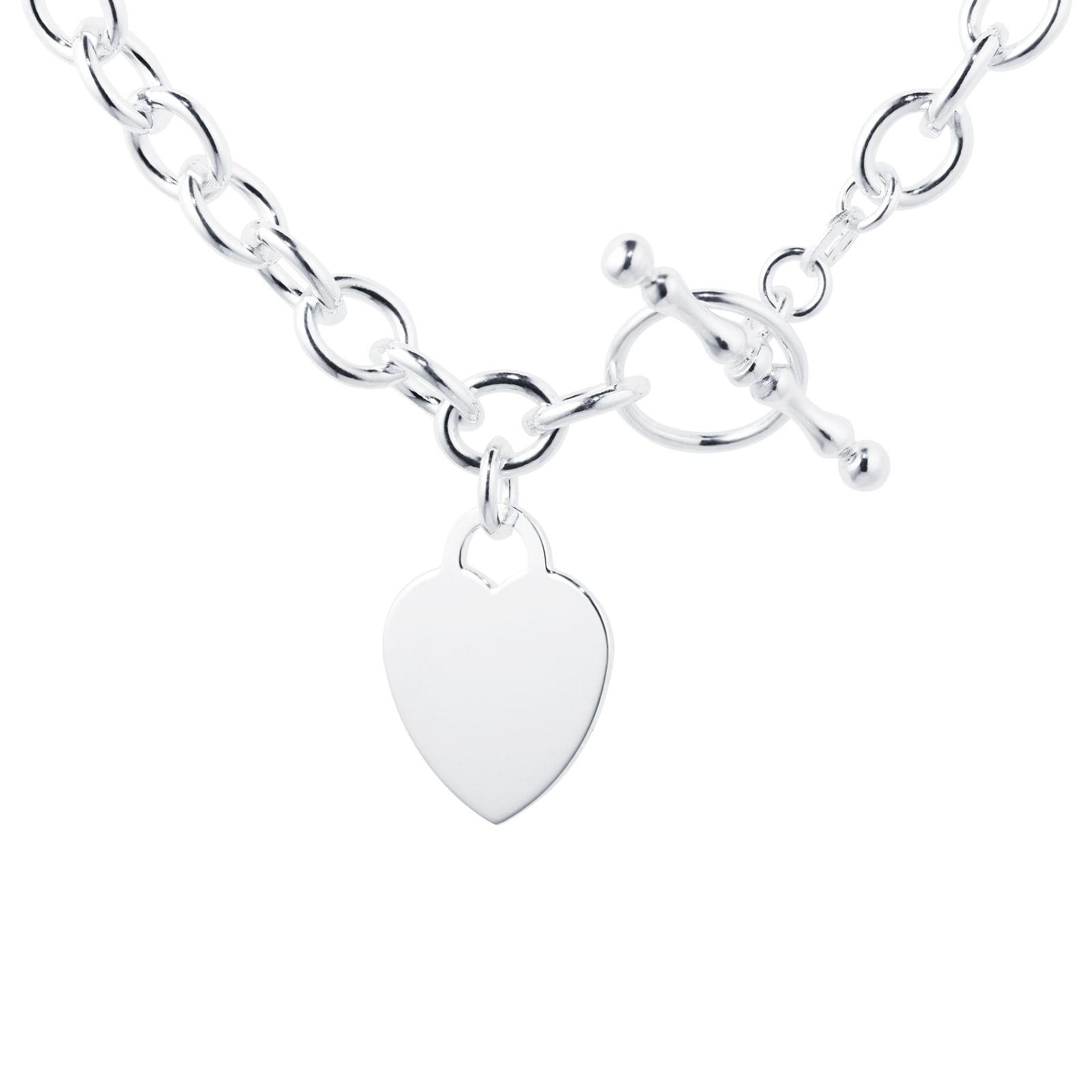 Sterling Silver Heart T Bar Necklace