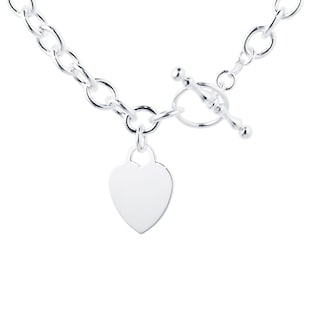 Goldsmiths Sterling Silver Heart T Bar Necklace