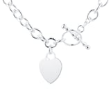 Goldsmiths Sterling Silver Heart T Bar Necklace