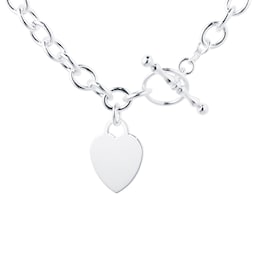14700140 - Sterling Silver Heart T Bar Necklace