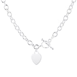 Goldsmiths Sterling Silver Heart T Bar Necklace