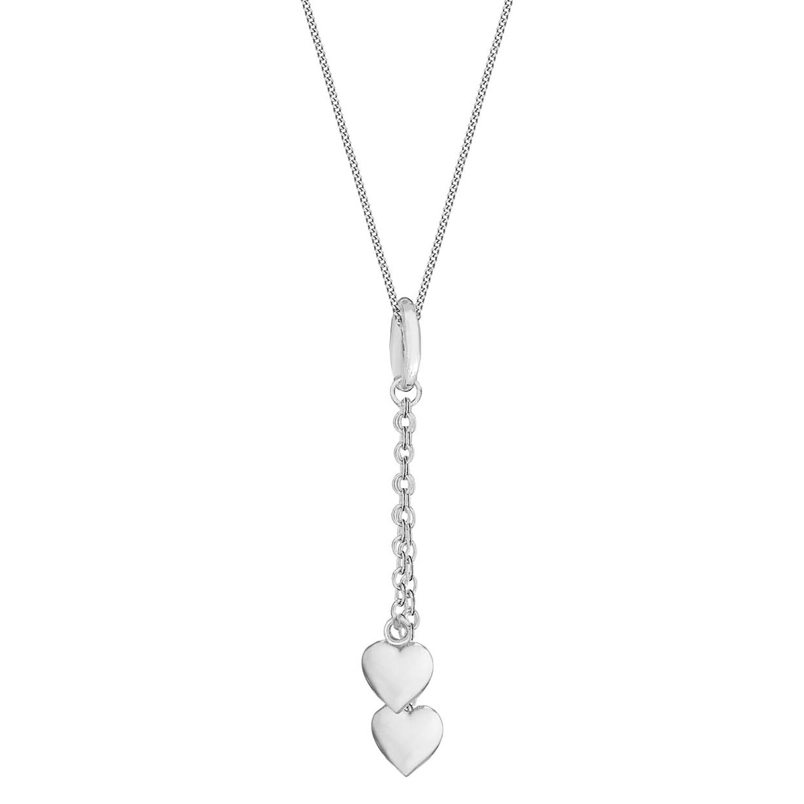 Goldsmiths Sterling Silver Double Heart Necklace