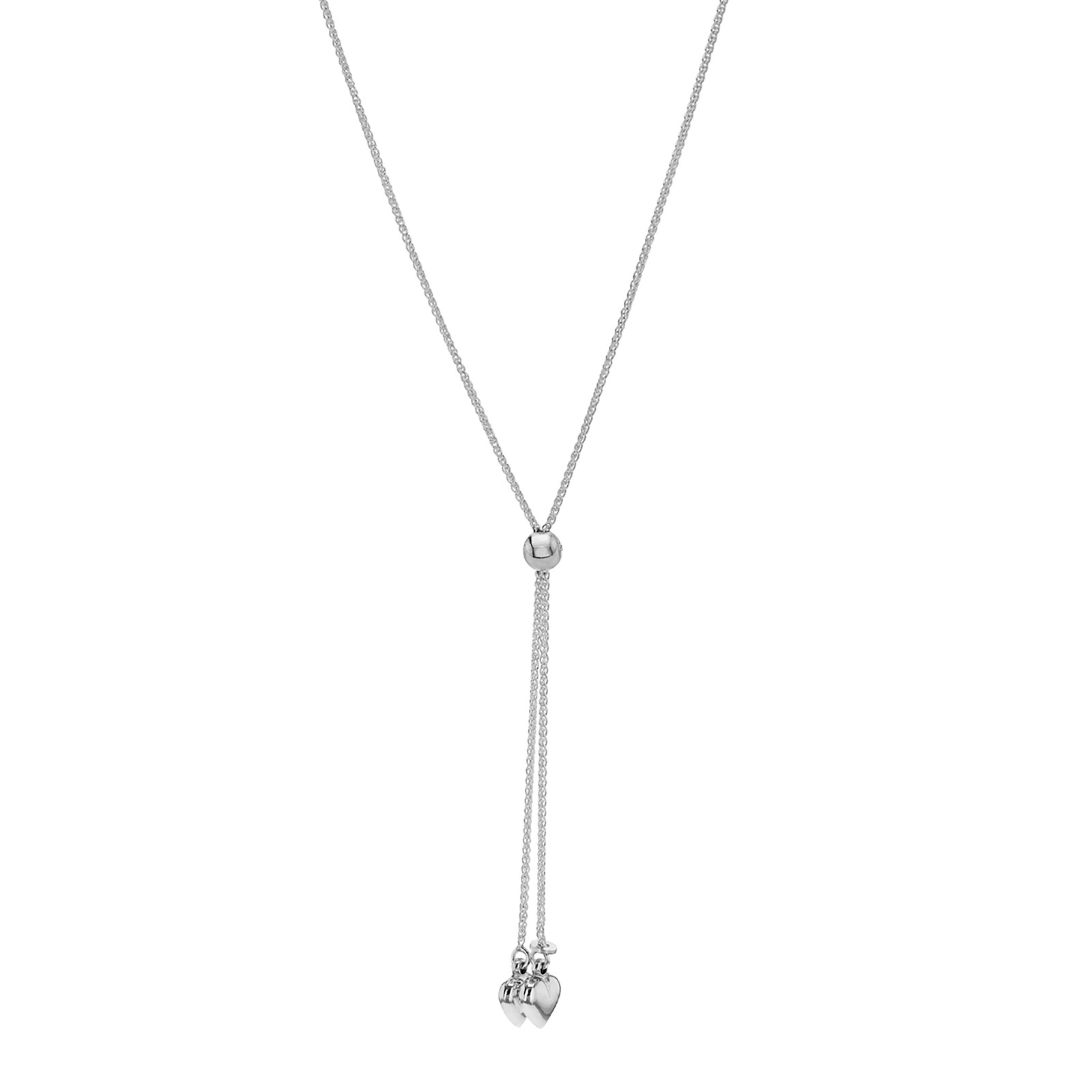 Goldsmiths Sterling Silver Double Heart Slider Necklace