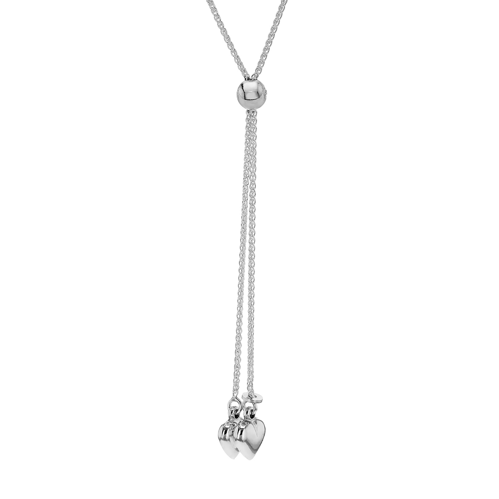 Goldsmiths Sterling Silver Double Heart Slider Necklace