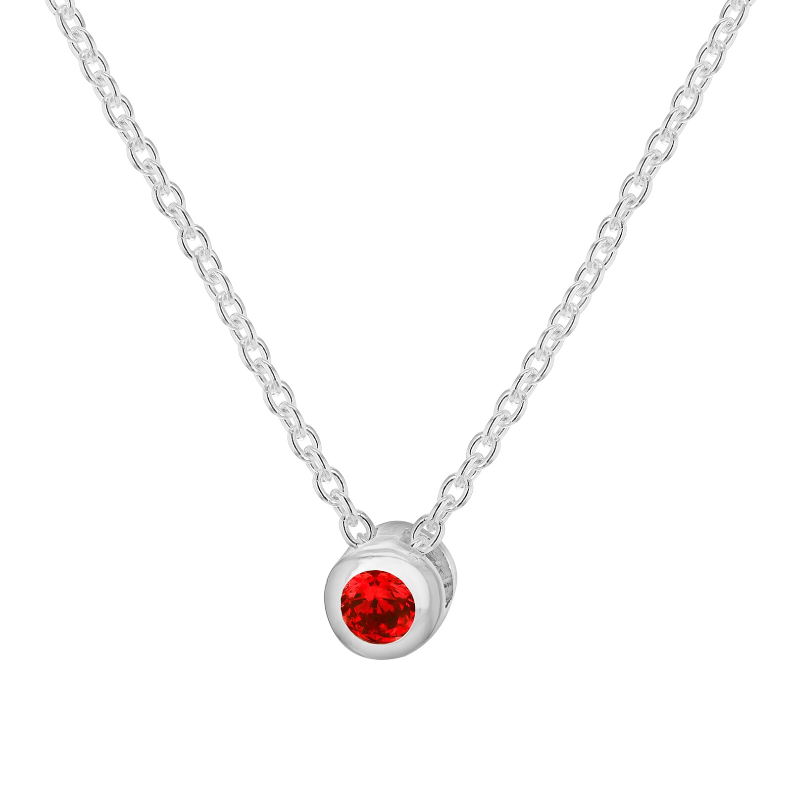 Goldsmiths Silver January Red Cubic Zirconia Pendant 8.19.8894 | Goldsmiths