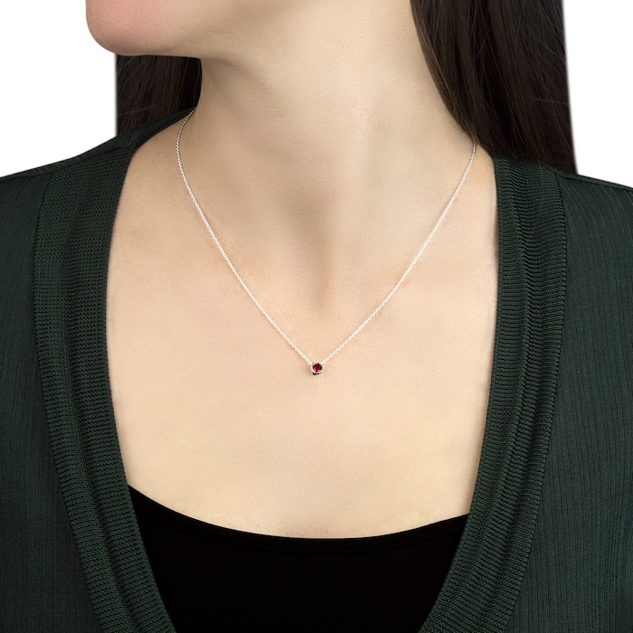Goldsmiths Silver January Red Cubic Zirconia Pendant