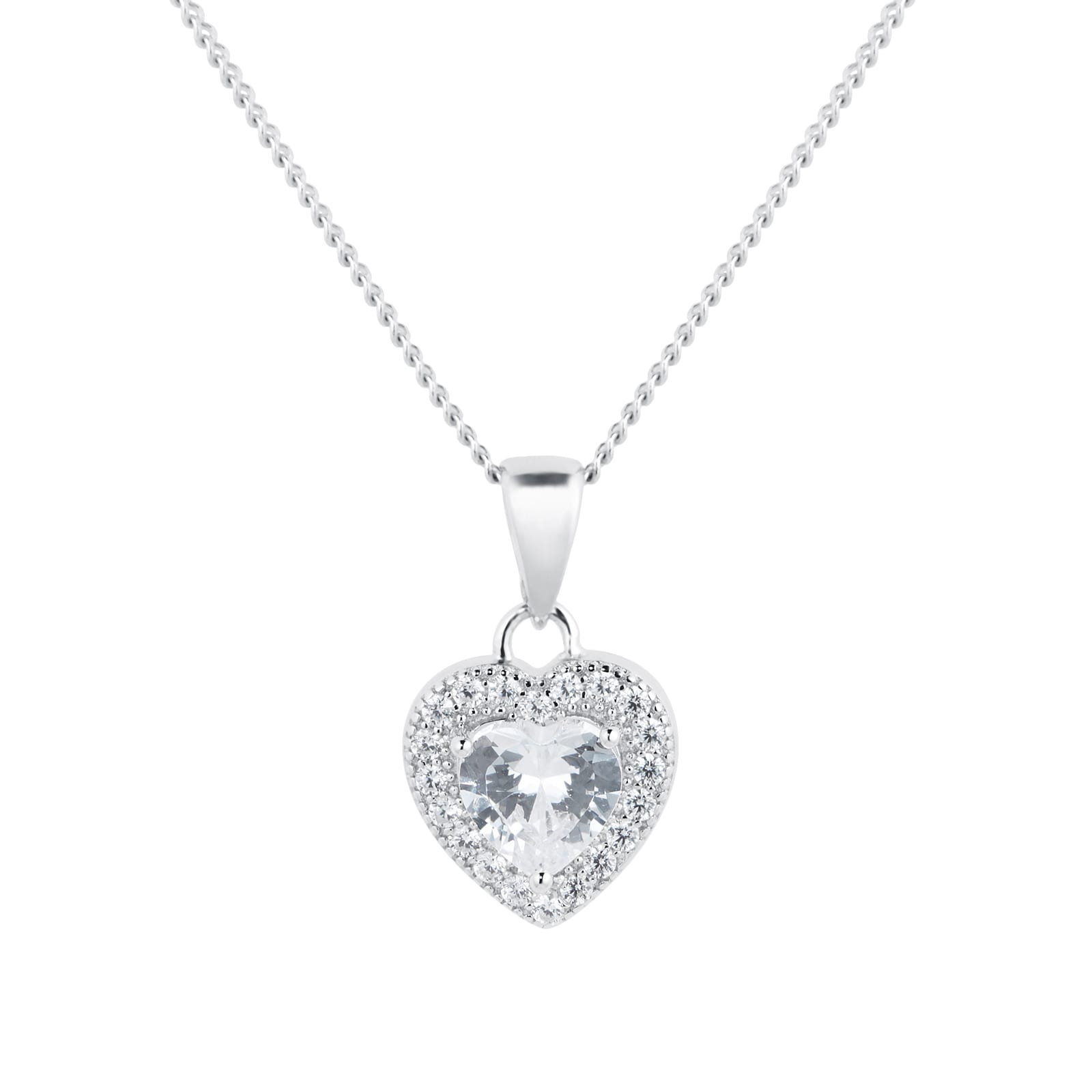 Best Luxury 
Silver Cubic Zirconia Heart Halo Pendant
