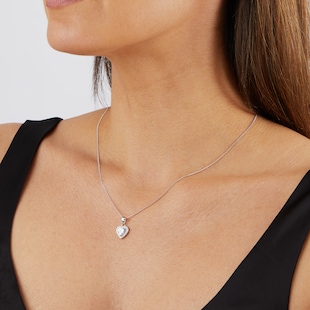 Goldsmiths Silver Cubic Zirconia Heart Halo Pendant