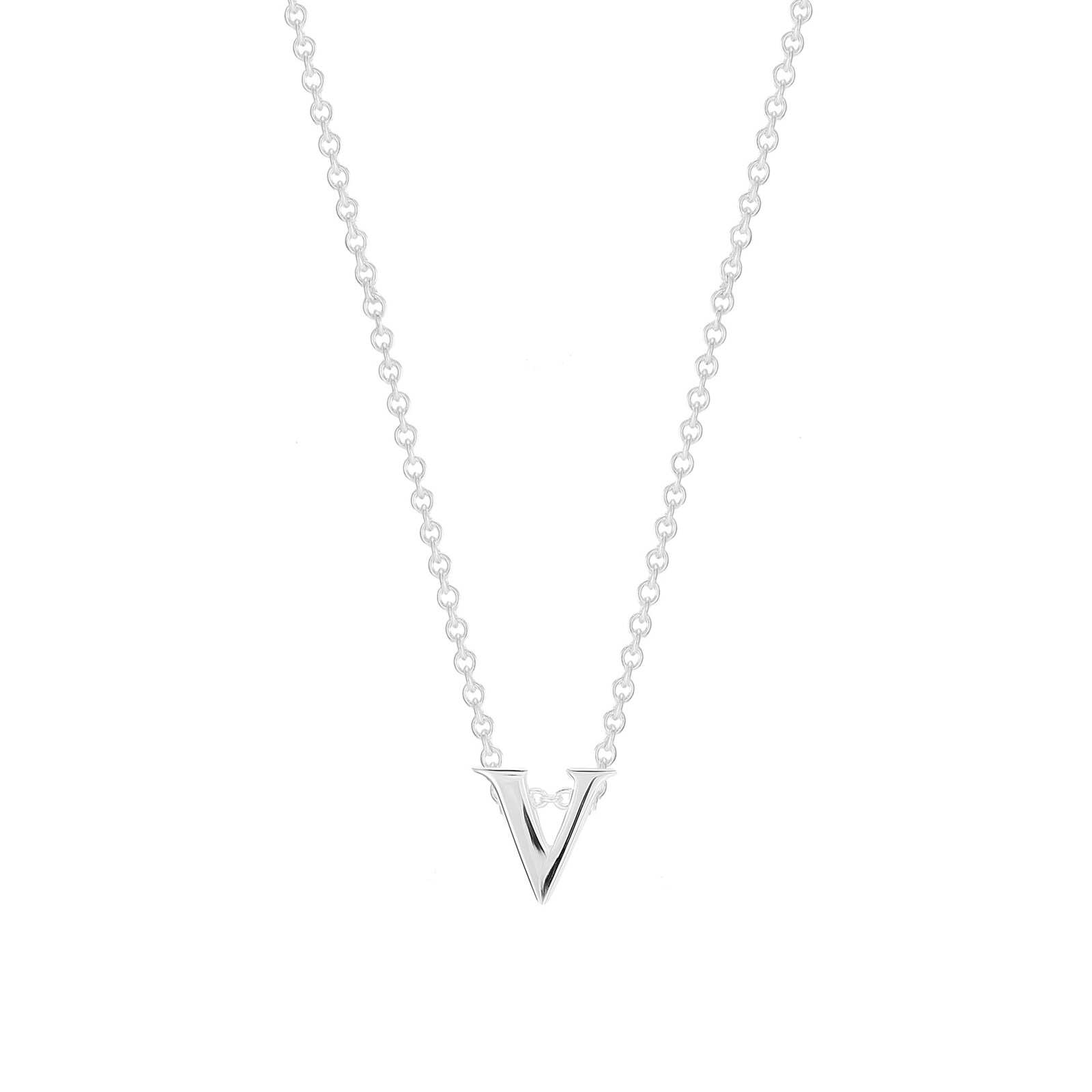 Goldsmiths Sterling Silver Letter V Pendant