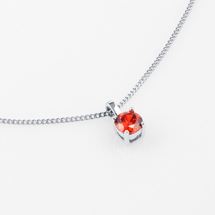 Goldsmiths Silver January Red Cubic Zirconia Pendant