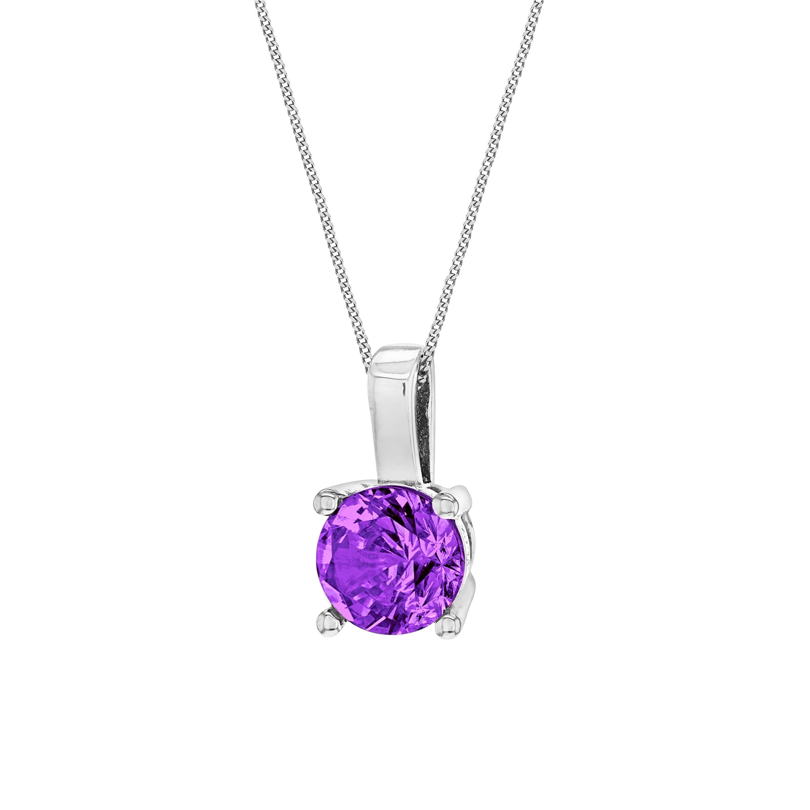 Goldsmiths Silver February Purple Cubic Zirconia Pendant