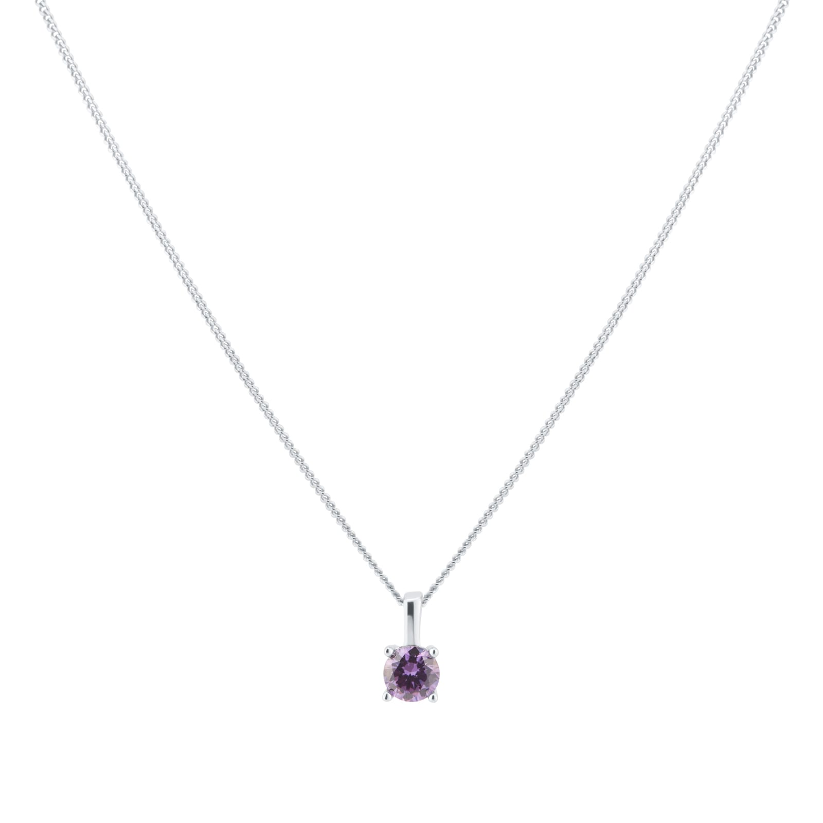 Goldsmiths Silver February Purple Cubic Zirconia Pendant Goldsmiths Silver February Purple Cubic Zirconia Pendant