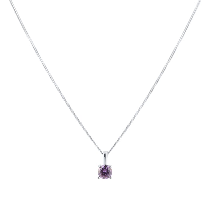 Goldsmiths Silver February Purple Cubic Zirconia Pendant