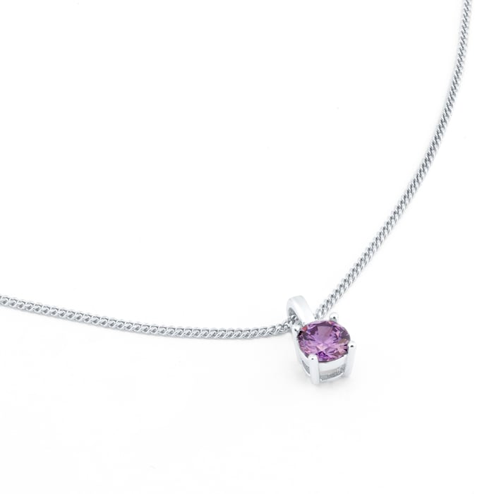 Goldsmiths Silver February Purple Cubic Zirconia Pendant