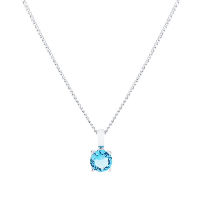 Goldsmiths Silver March Aqua Cubic Zirconia Pendant