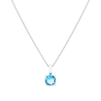 Goldsmiths Silver March Aqua Cubic Zirconia Pendant