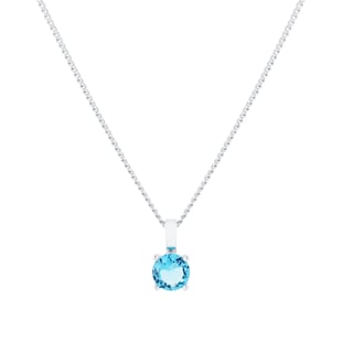 Goldsmiths Silver March Aqua Cubic Zirconia Pendant