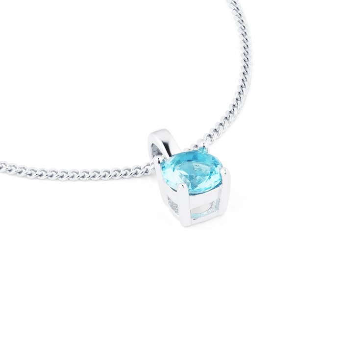 Goldsmiths Silver March Aqua Cubic Zirconia Pendant