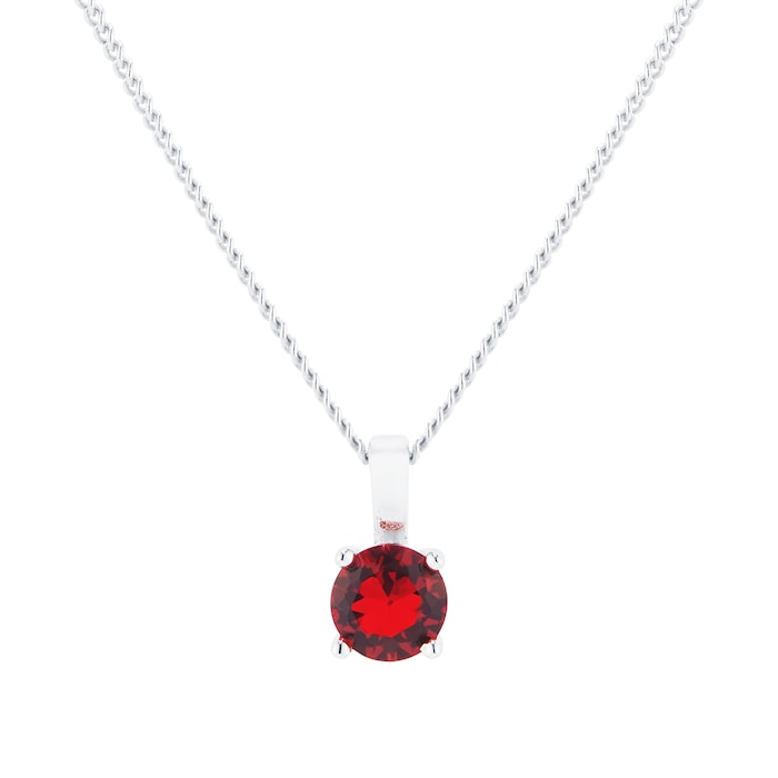 Goldsmiths Silver July Red Cubic Zirconia Pendant