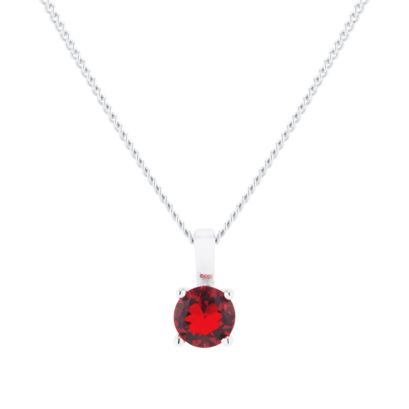 Goldsmiths Silver July Red Cubic Zirconia Pendant