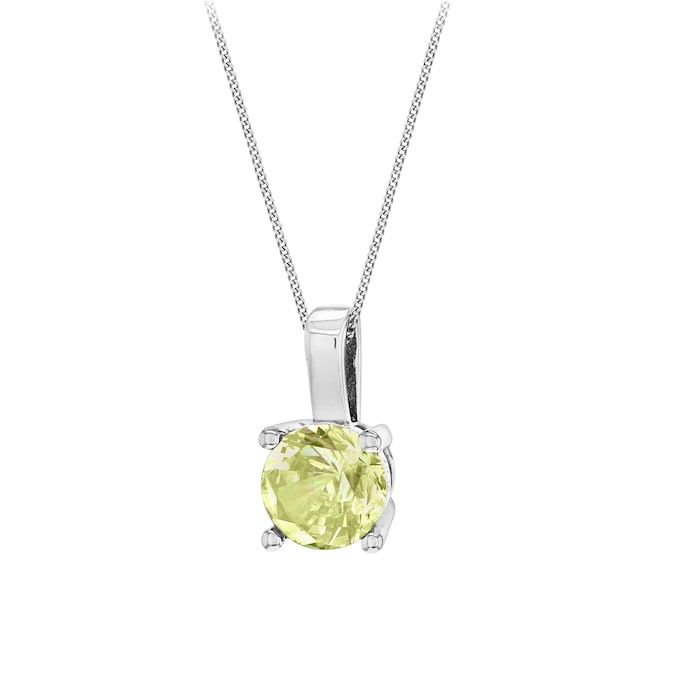 Goldsmiths Silver August Lime Cubic Zirconia Pendant