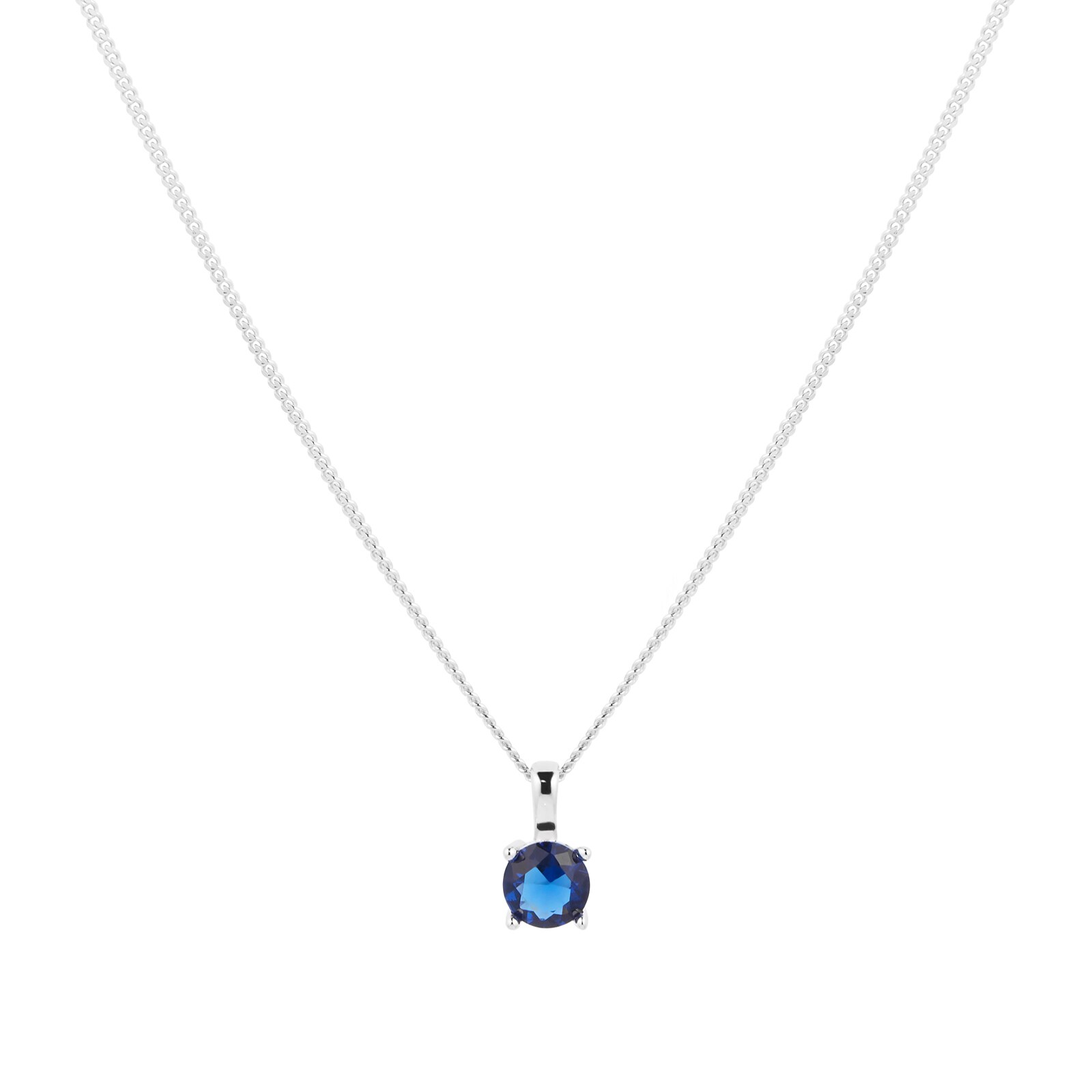 Goldsmiths Silver September Dark Blue Cubic Zirconia Pendant