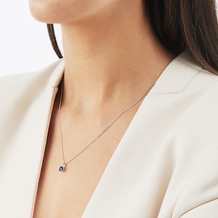 Goldsmiths Silver September Dark Blue Cubic Zirconia Pendant