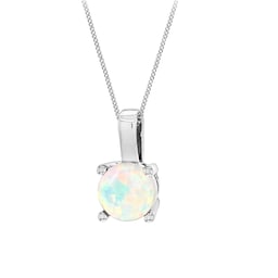 14700234 - Silver October Artificial Opal Pendant