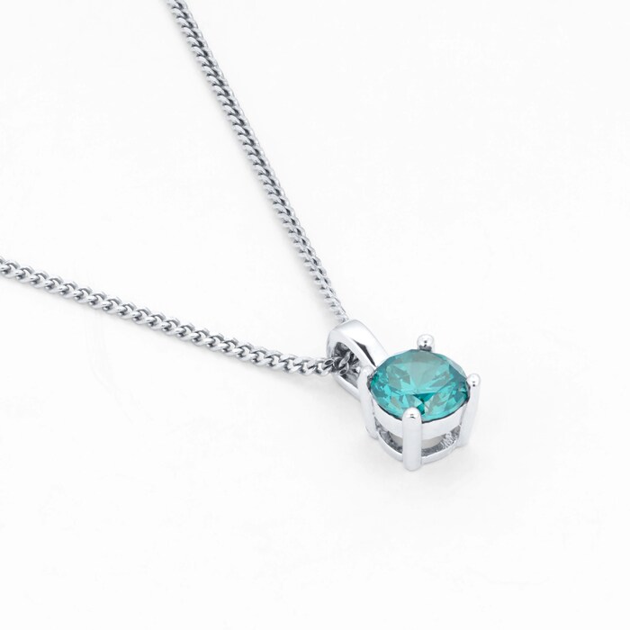 Goldsmiths Silver June Turquoise  Cubic Zirconia Pendant