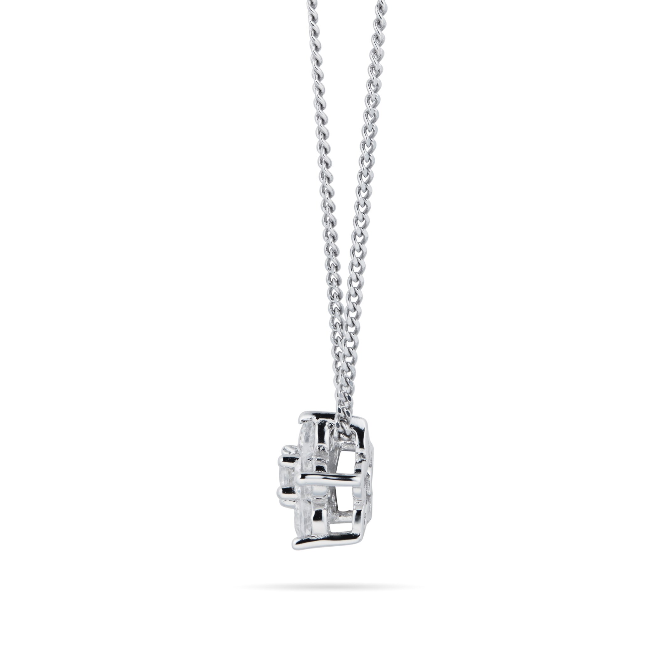 Goldsmiths Silver Cubic Zirconia Small Flower Pendant