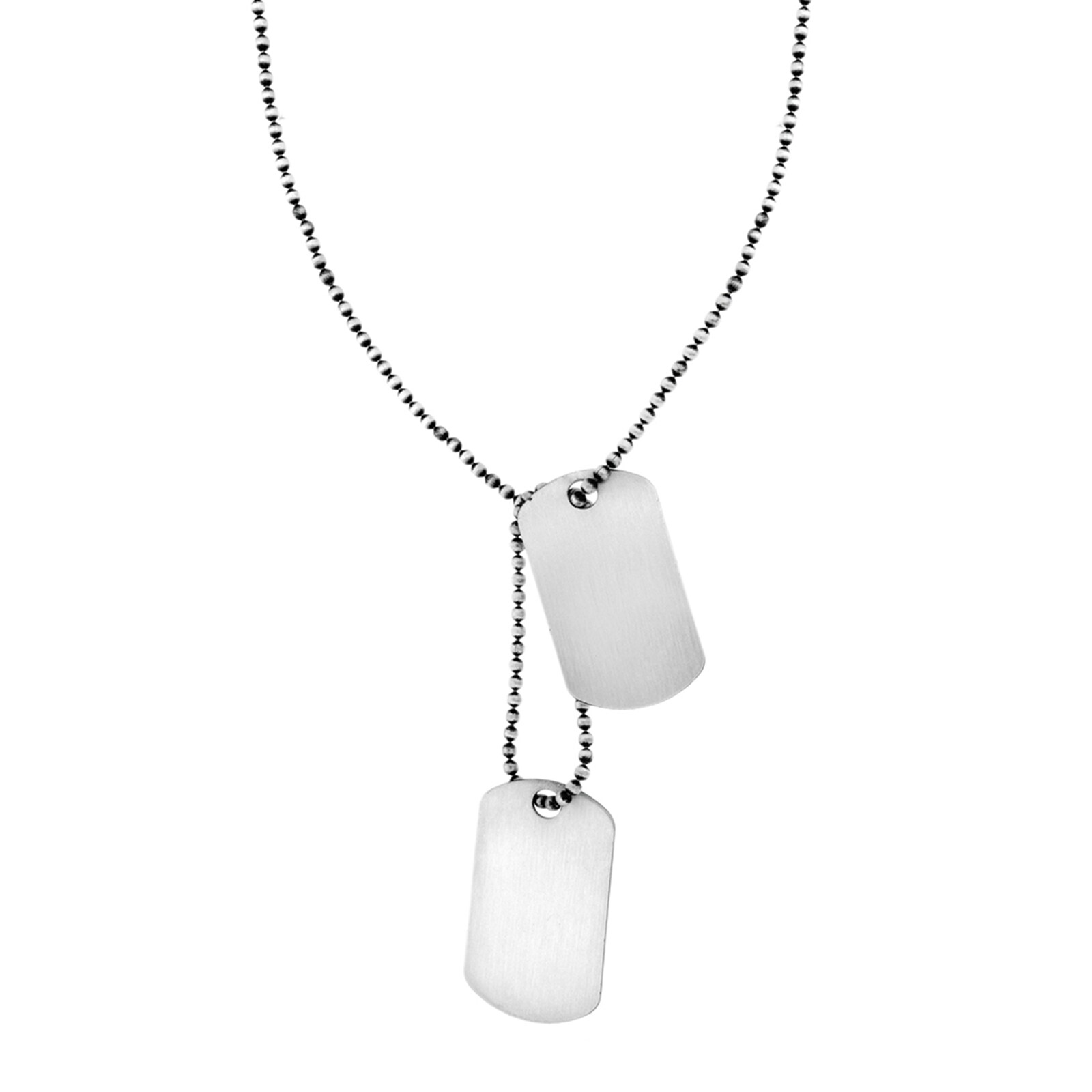 Goldsmiths Sterling Silver Mens 20 Inch Oxidised Double Dog Tag