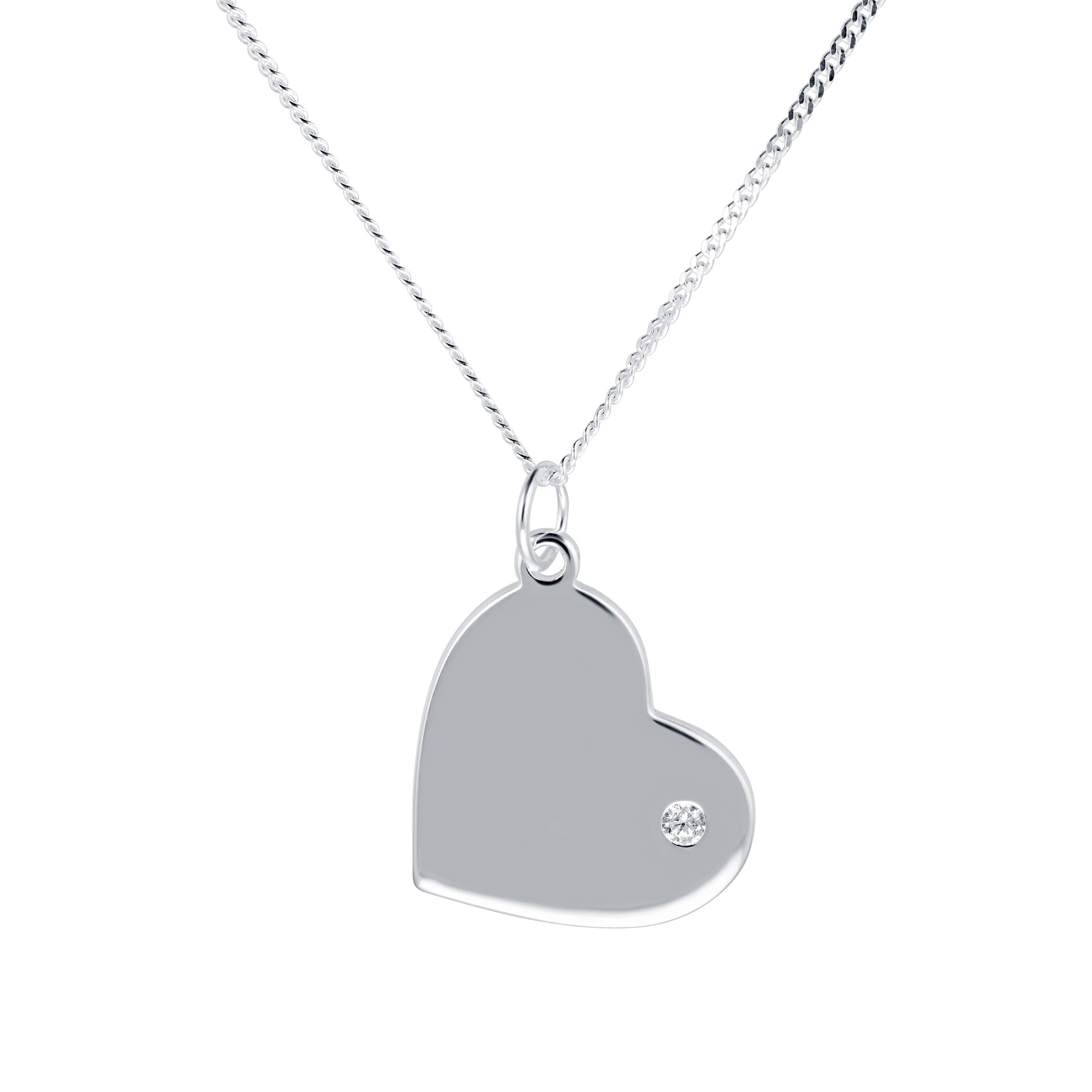 Goldsmiths Silver Cubic Zirconia Heart Pendant