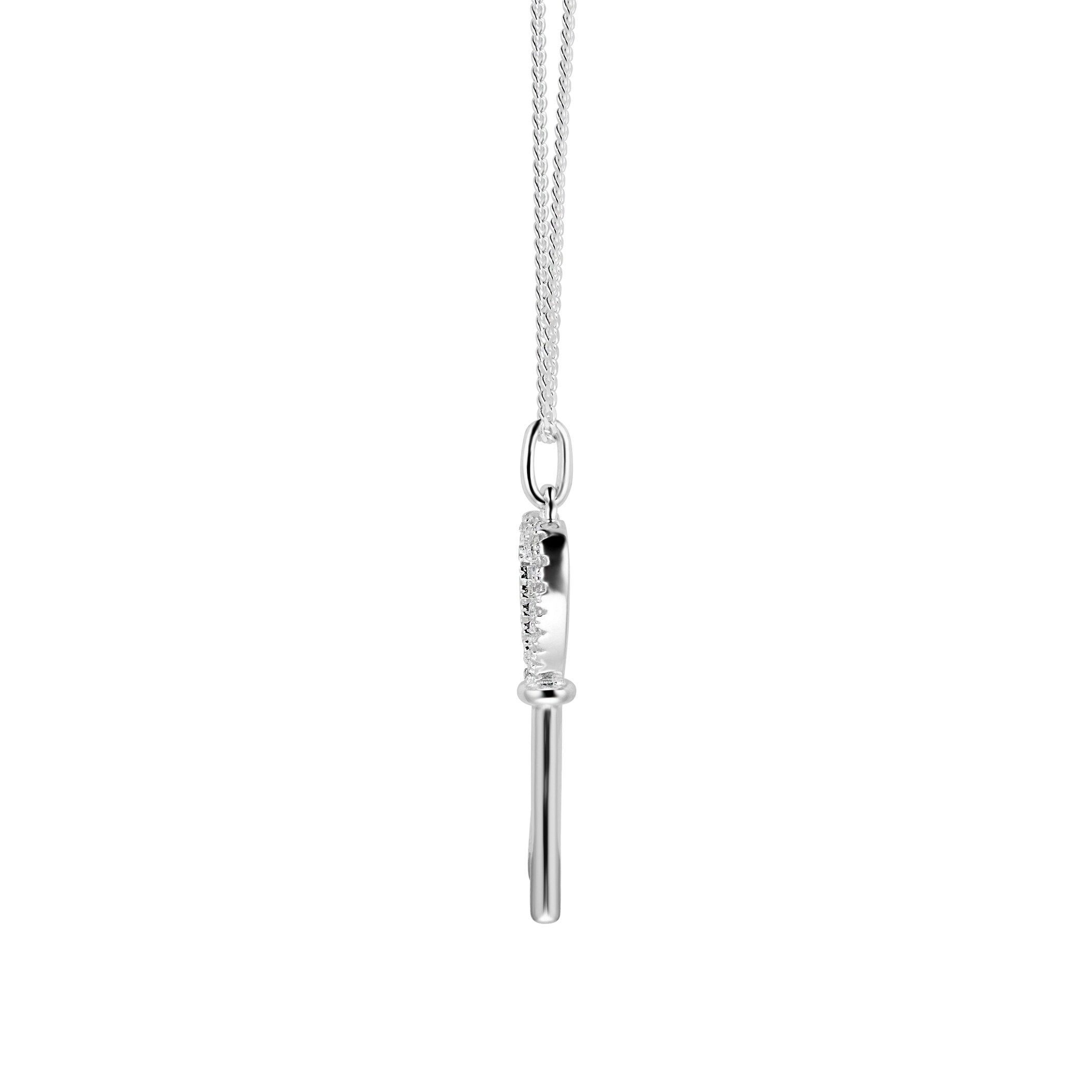 Goldsmiths Silver Cubic Zirconia Heart Key Pendant