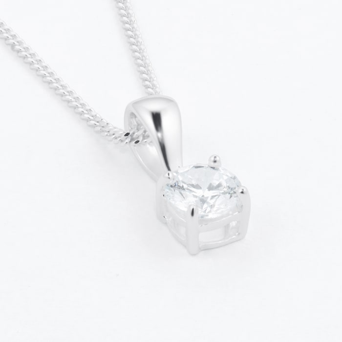 Goldsmiths Sterling Silver 5mm Cubic Zirconia Pendant