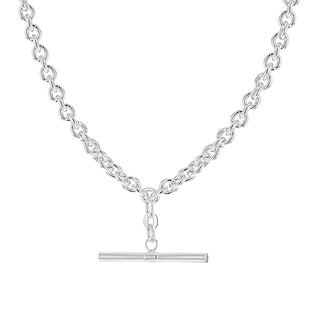 Goldsmiths Sterling Silver Oval Belcher Albert T-bar Chain