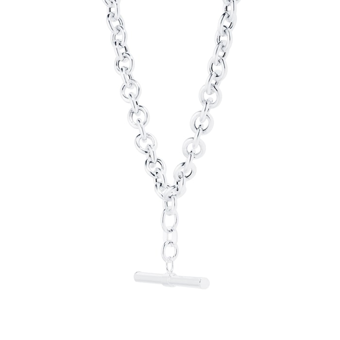 Goldsmiths Sterling Silver Oval Belcher Albert T-bar Chain