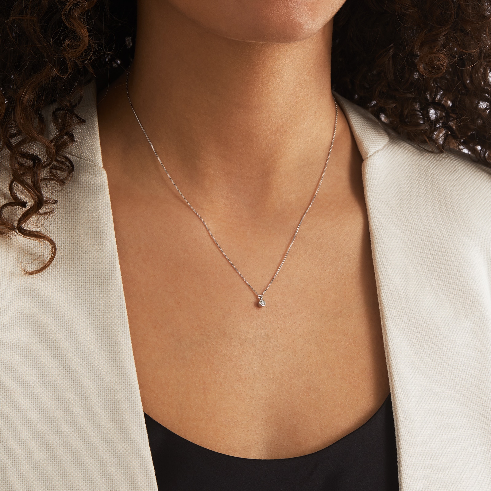 Goldsmiths Silver & Diamond 0.10ct Besel Pendant Goldsmiths Silver & Diamond 0.10ct Besel Pendant