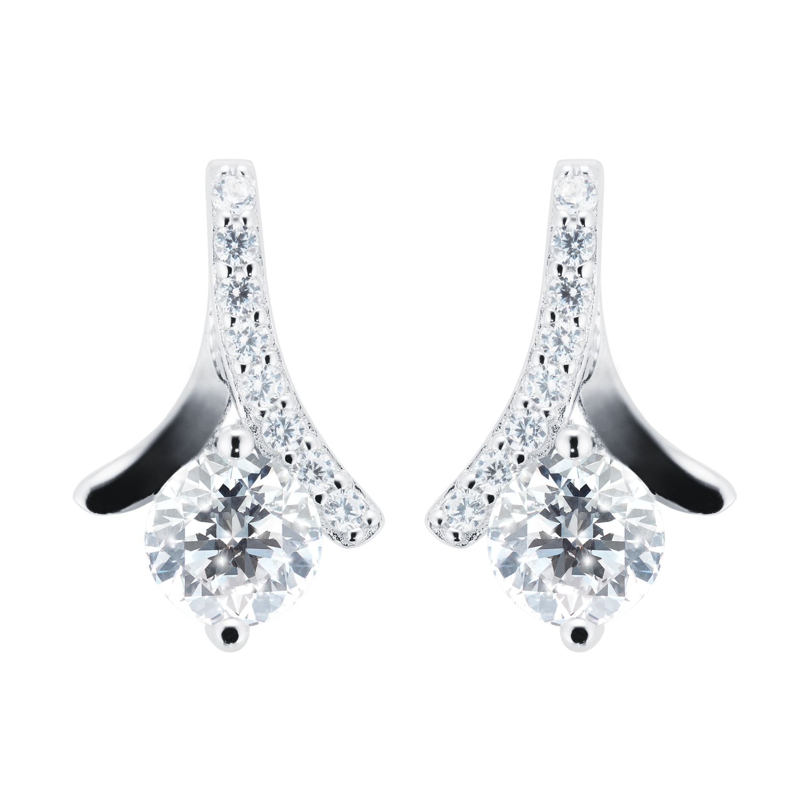 Goldsmiths Silver Ribbon Cubic Zirconia Pendant & Earrings Set