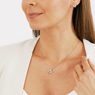 Goldsmiths Silver Cubic Zirconia Triple Loop Knot Pendant & Earrings Set