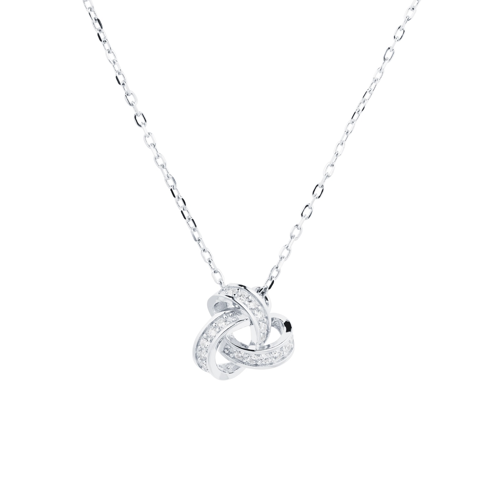 Goldsmiths Silver Cubic Zirconia Triple Loop Knot Pendant & Earrings Set