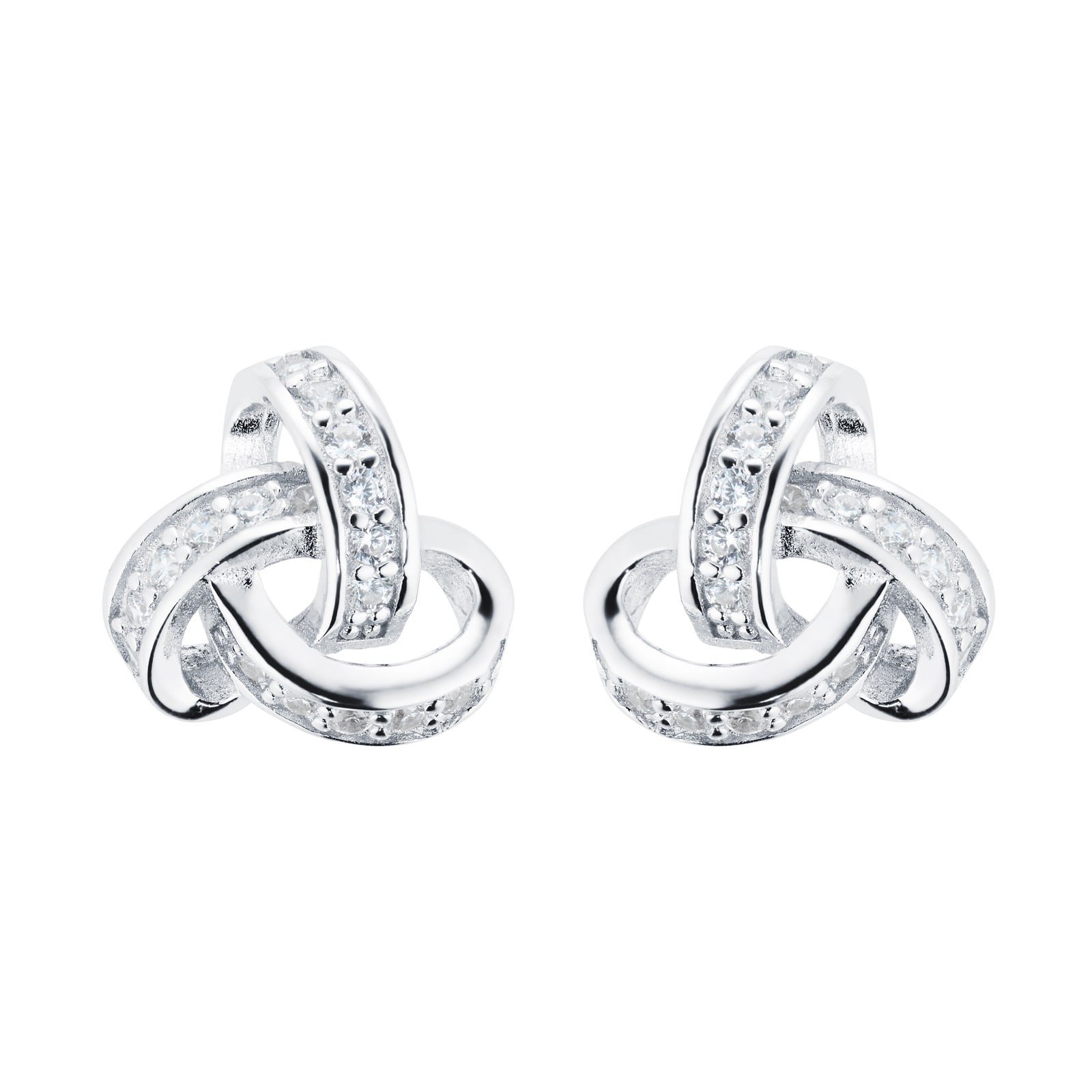 Goldsmiths Silver Cubic Zirconia Triple Loop Knot Pendant & Earrings Set