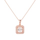 Goldsmiths Rose Gold Plated Silver Cushion Cubic Zirconia Necklace & Earrings Set