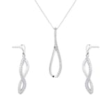 Goldsmiths Silver Cubic Zirconia Drop Loop Pendant & Earrings Set