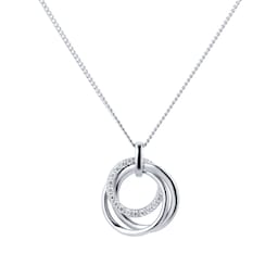 14700268 - Silver Layered Circles Cubic Zirconia Pendant