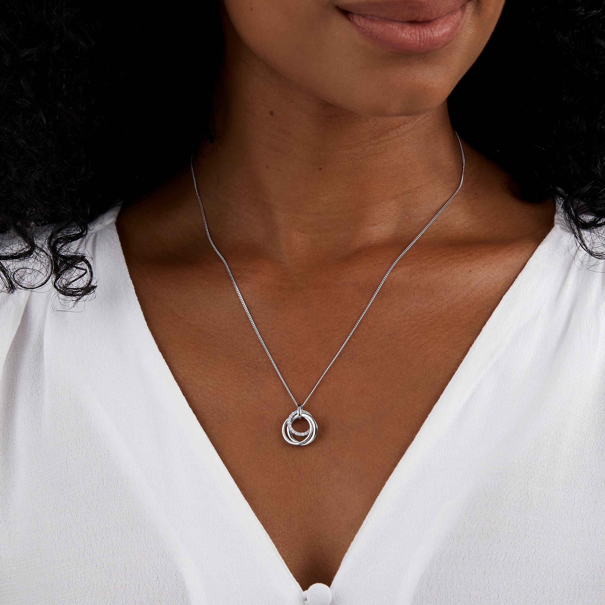 Goldsmiths Silver Layered Circles Cubic Zirconia Pendant Goldsmiths Silver Layered Circles Cubic Zirconia Pendant